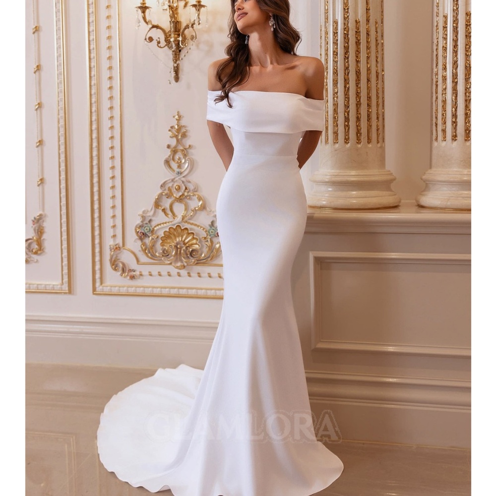 Glam Lora White Off-Shoulder Gown - Wedding Dress
